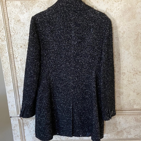 Talbots wool blend jacket size 10 , two pockets, two buttons, black/whit… - Picture 6 of 9